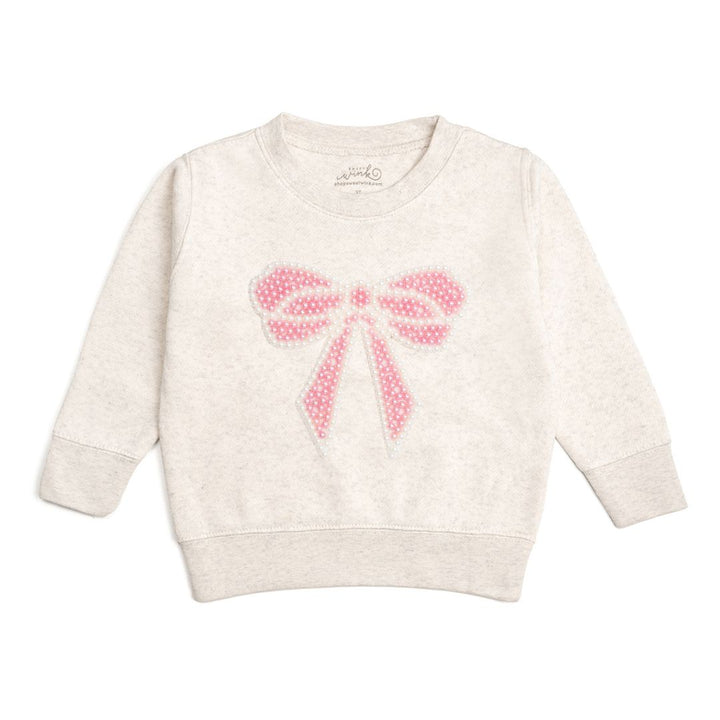 Pearl Bow Patch Sweatshirt - Natural