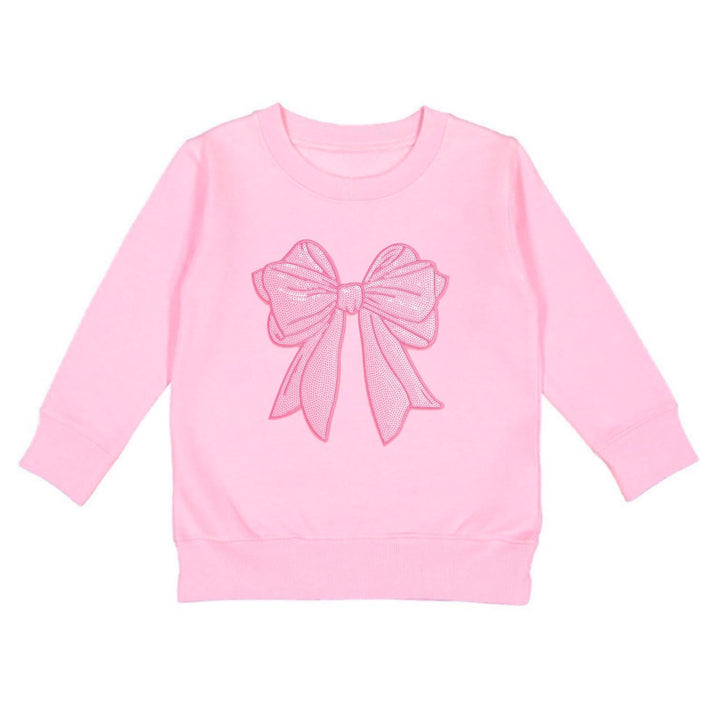 Pink Bow Sequin Patch Sweatshirt - Pink