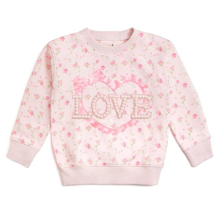 Pink Rose Love Patch Sweatshirt - Pink