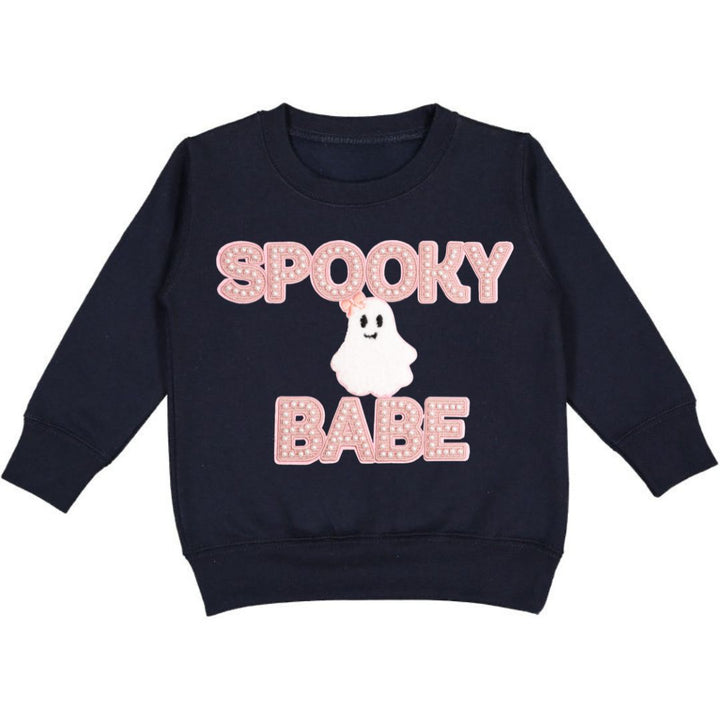 Spooky Babe Patch Halloween Sweatshirt - Black