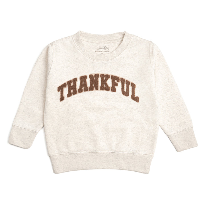 Thankful Patch Varsity Thanksgiving Sweatshirt