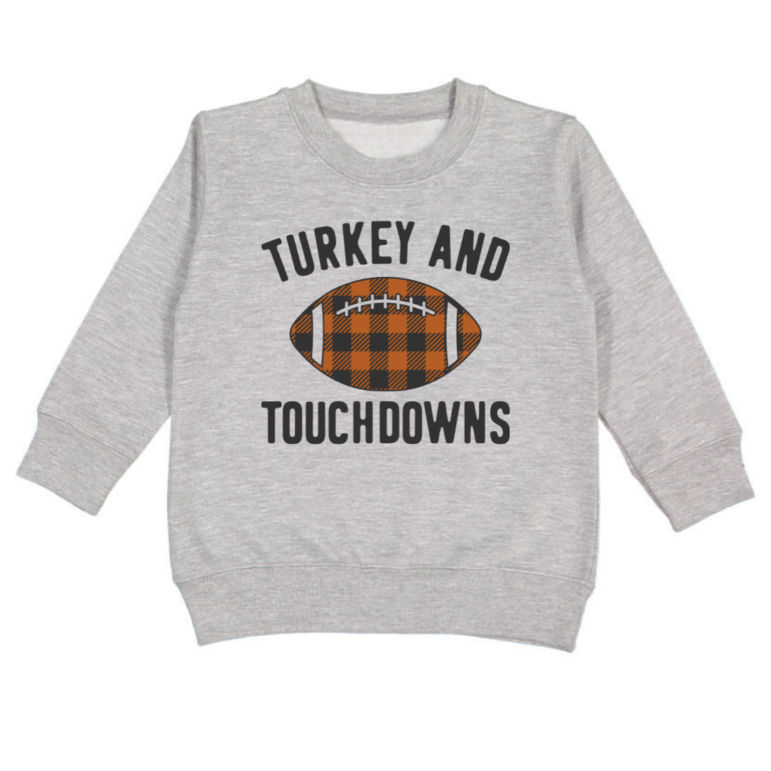 Turkey and Touchdowns Thanksgiving Sweatshirt - Gray