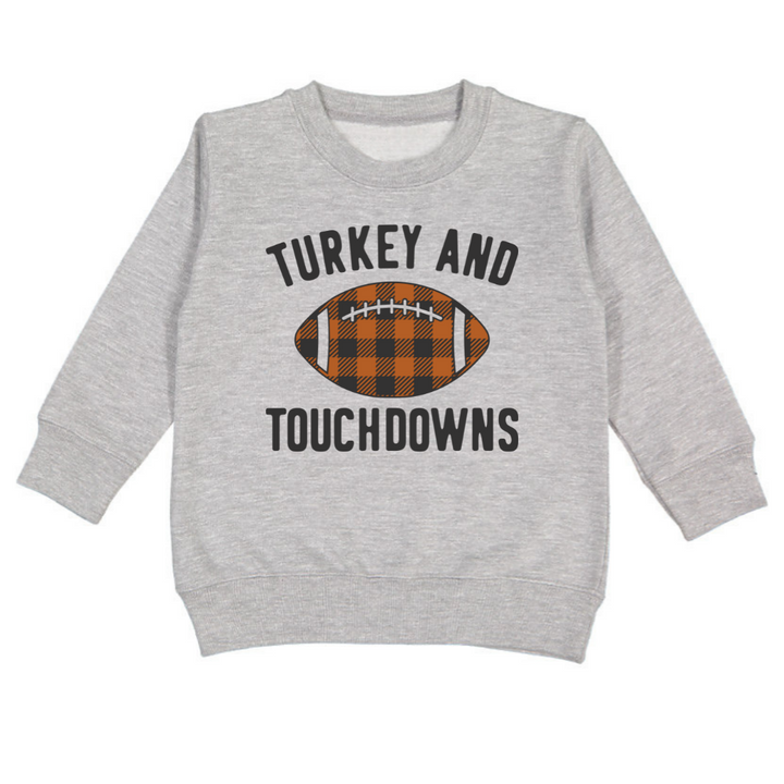 Turkey and Touchdowns Thanksgiving Sweatshirt - Gray