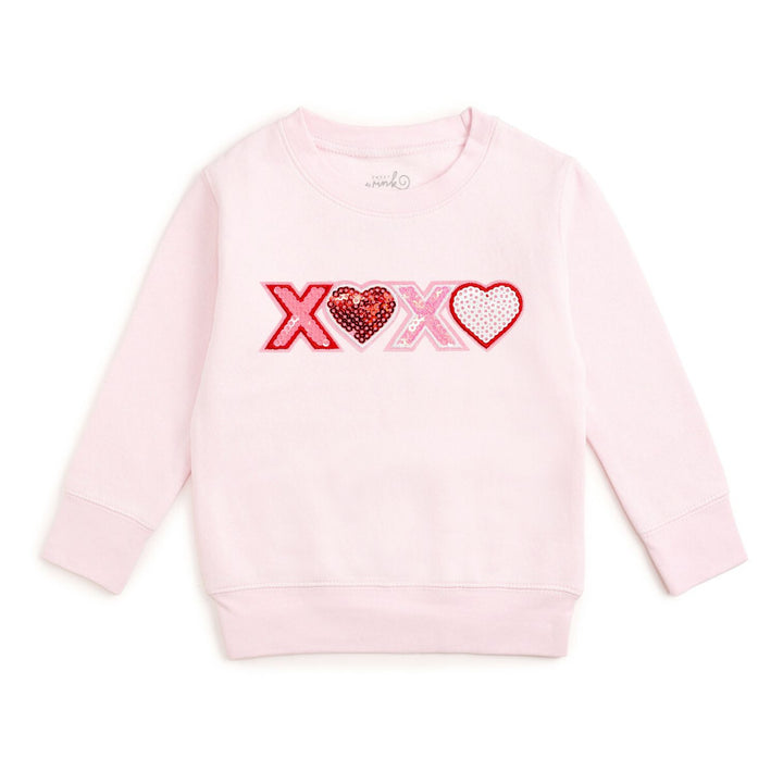 XOXO Sequin Patch Valentine's Day Sweatshirt - Ballet