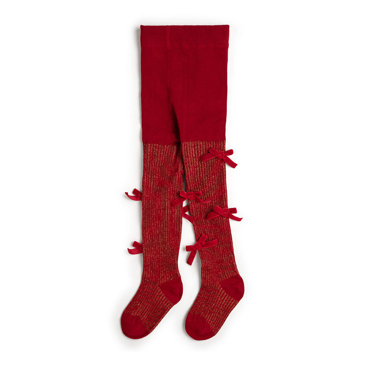 Shimmer Red Velvet Mini Bow Tights