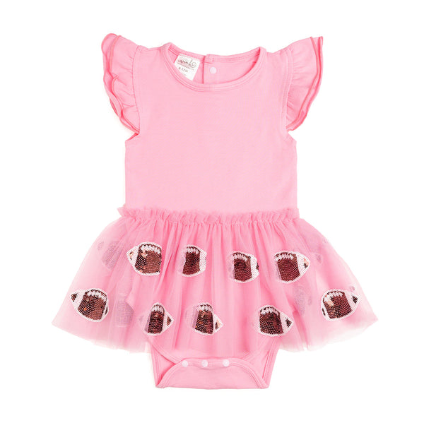 Football Sequin Short Sleeve Tutu Bodysuit