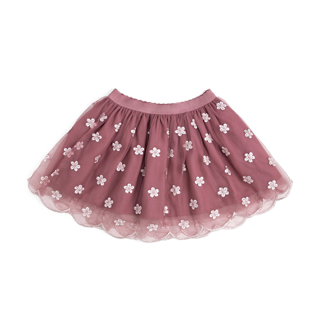 Berry Floral Embroidered Tutu Skirt