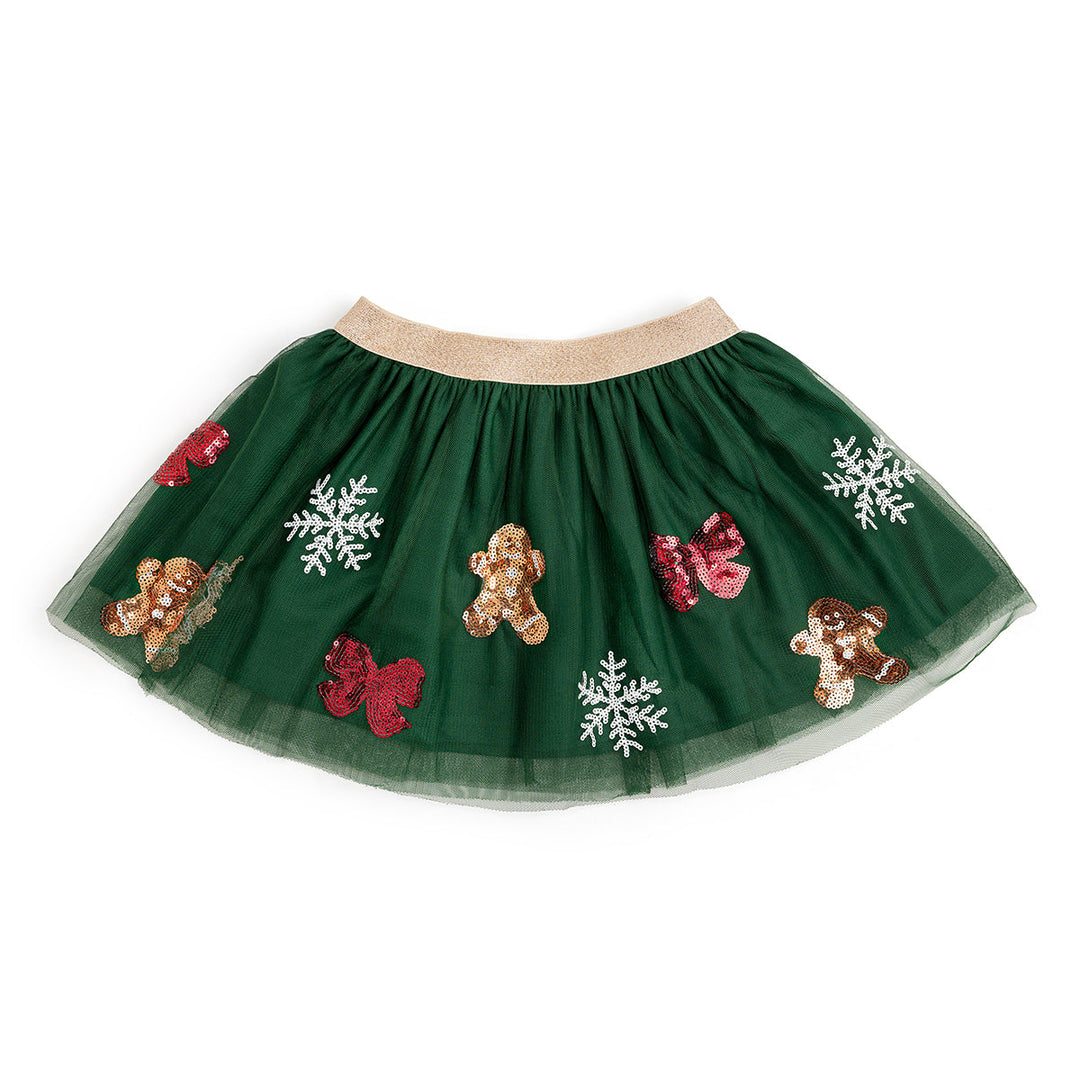 Sweet Wink Baby Girls Gingerbread Joy Sequin Christmas Tutu Skirt