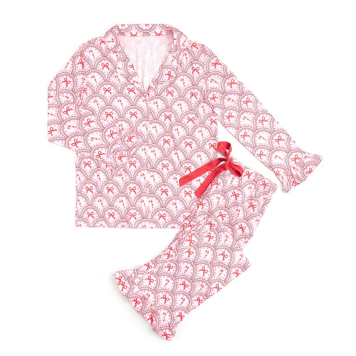 Candy Cane Scallop Christmas Women's Two-Piece Set