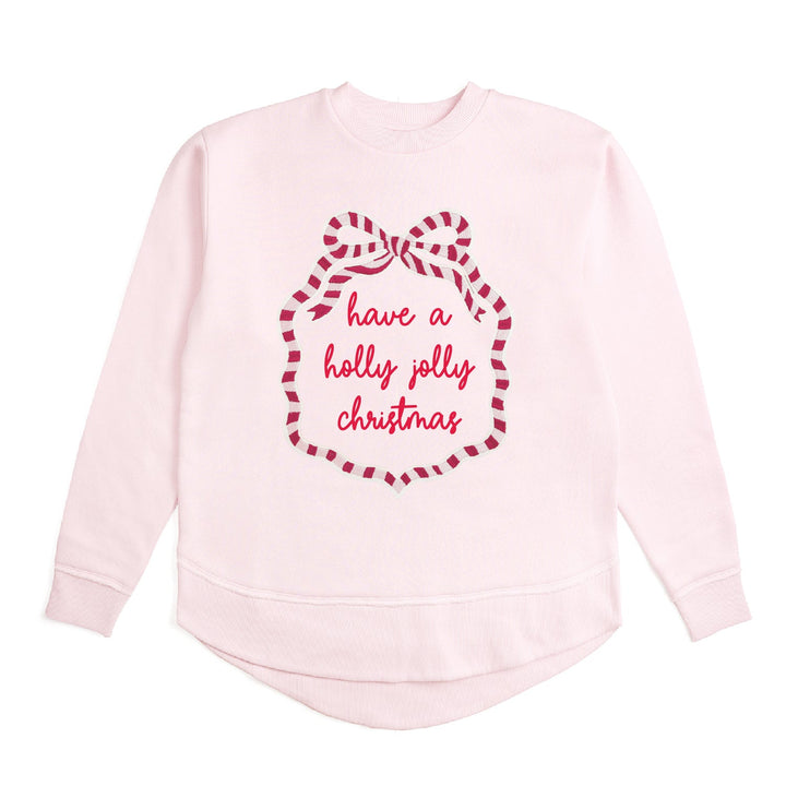 Holly Jolly Christmas Sequin Bow Patch Women's Sweatshirt