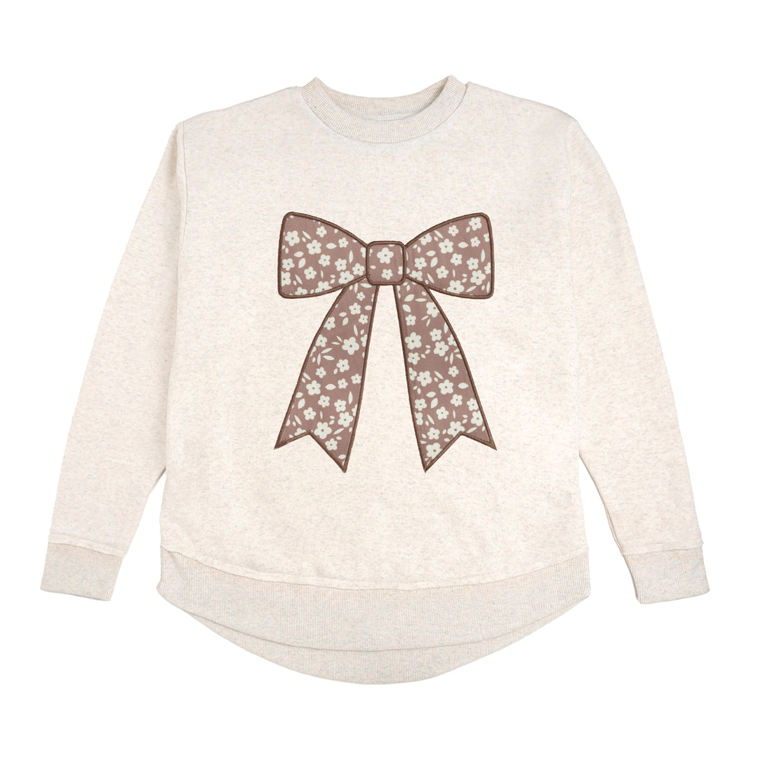 Mocha Floral Bow Patch Women's Sweatshirt
