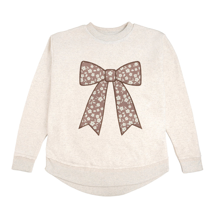 Mocha Floral Bow Patch Women's Sweatshirt