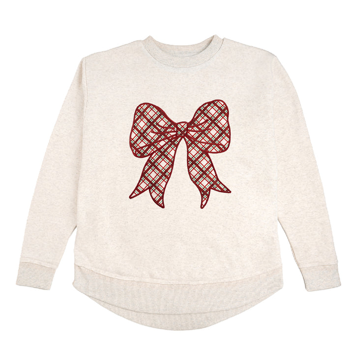 Christmas Plaid Bow Patch Women's Sweatshirt
