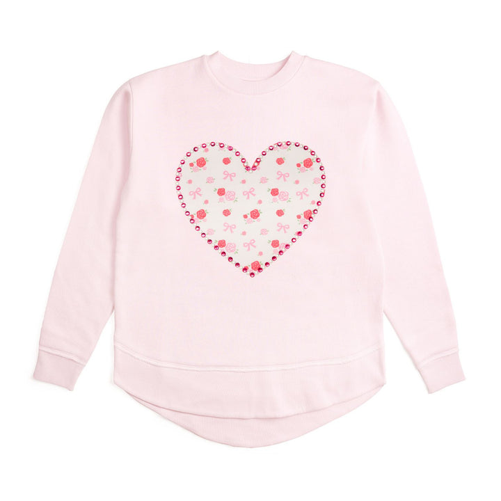 Dainty Rose Pearl Heart Patch Women's Sweatshirt - Ballet