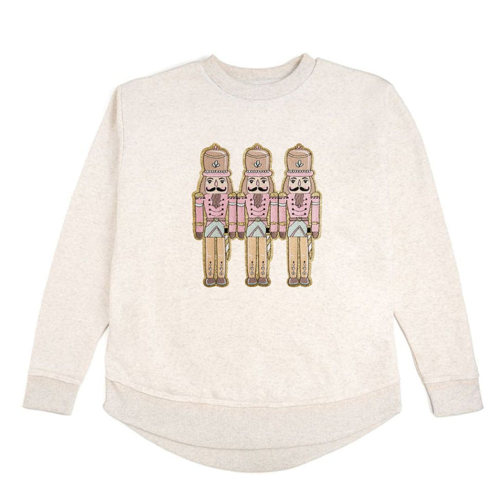 Pastel Nutcracker Patch Christmas Women's Sweatshirt - Natural