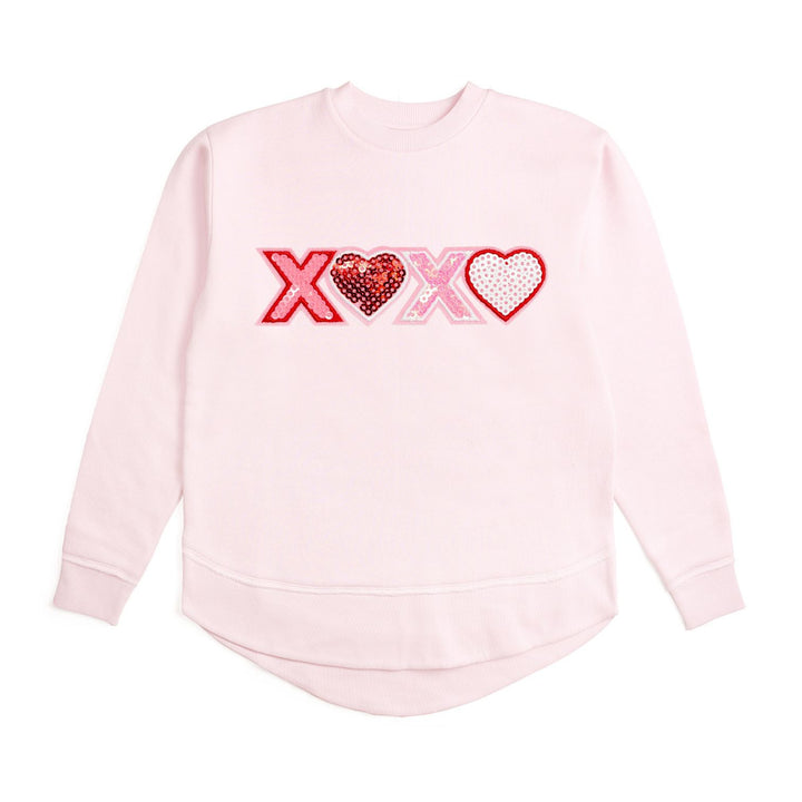 XOXO Sequin Patch Valentine's Day Women's Sweatshirt - Ballet