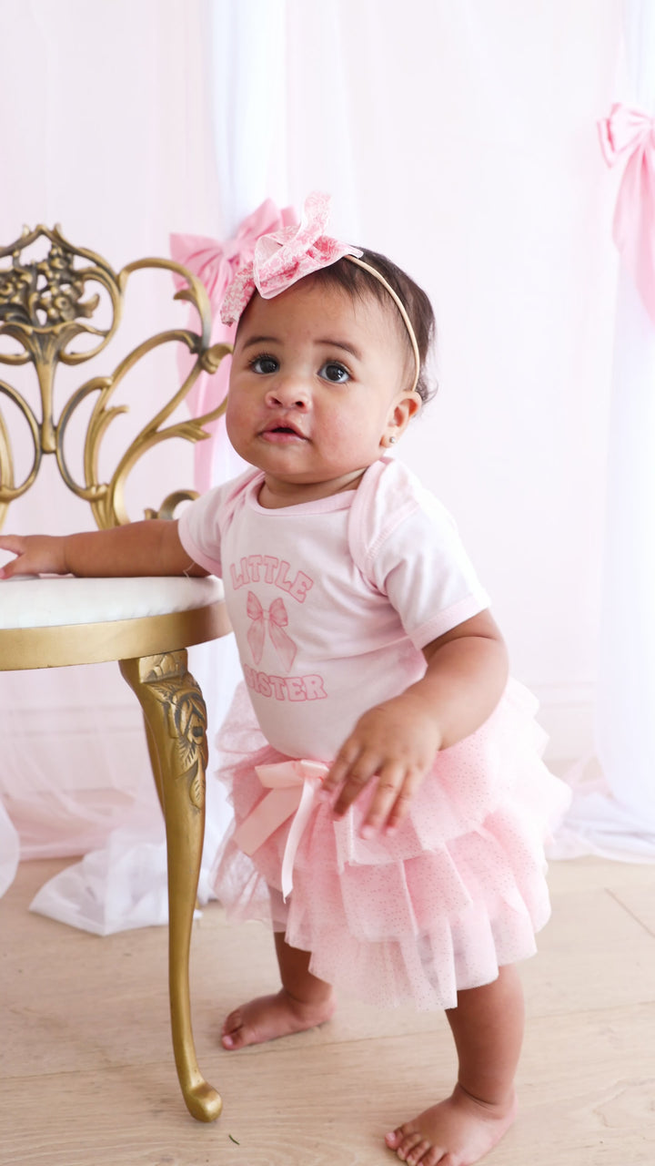 Little Sister Bow Short Sleeve Bodysuit - Ballet