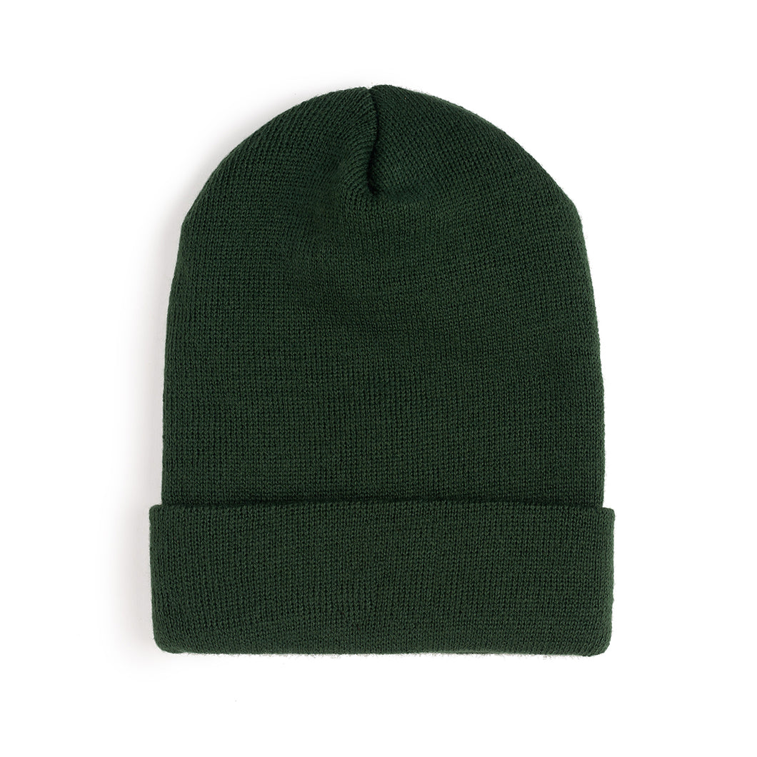 Forest Green Knit Beanie Hat - Adult