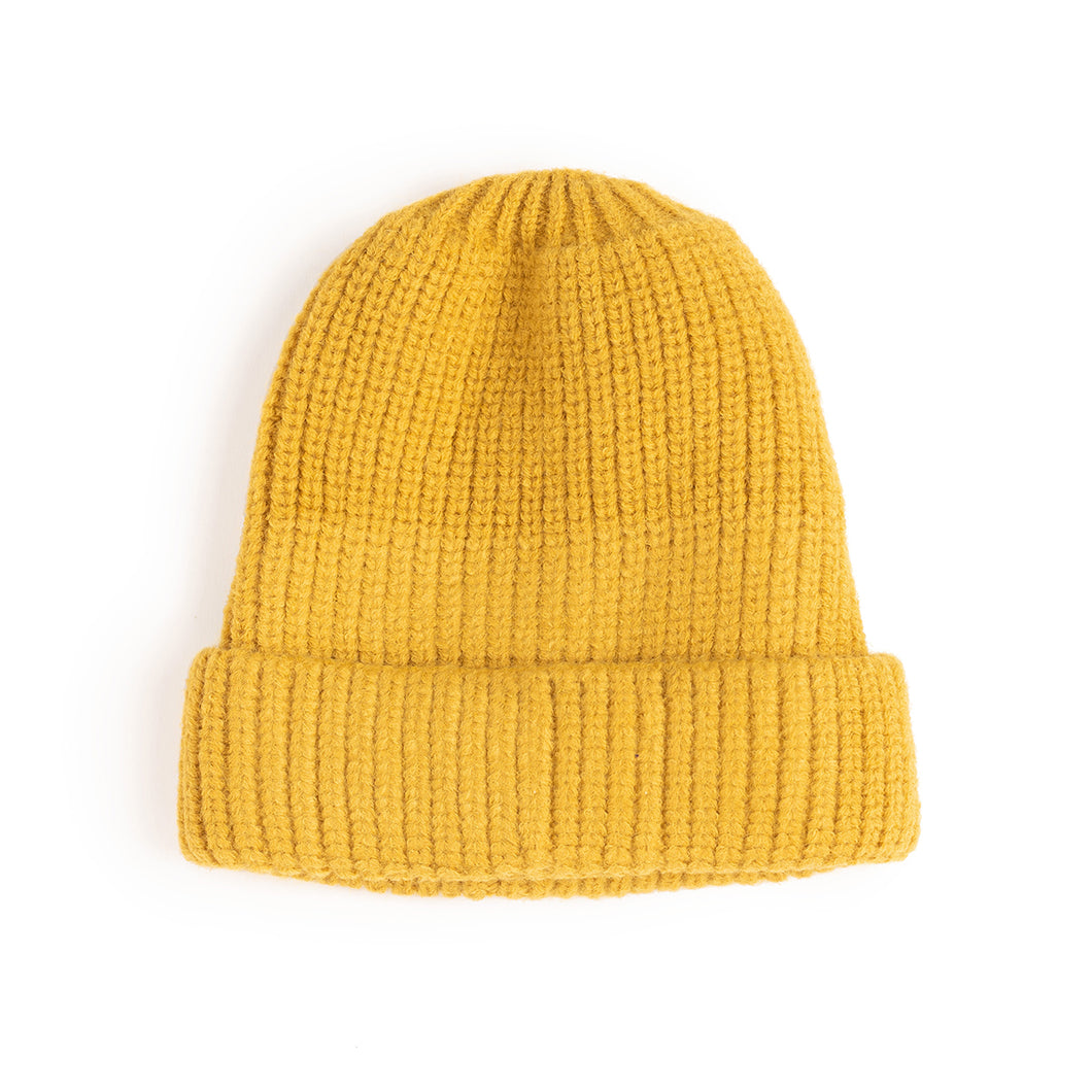 Mustard Knit Beanie Hat - Kids