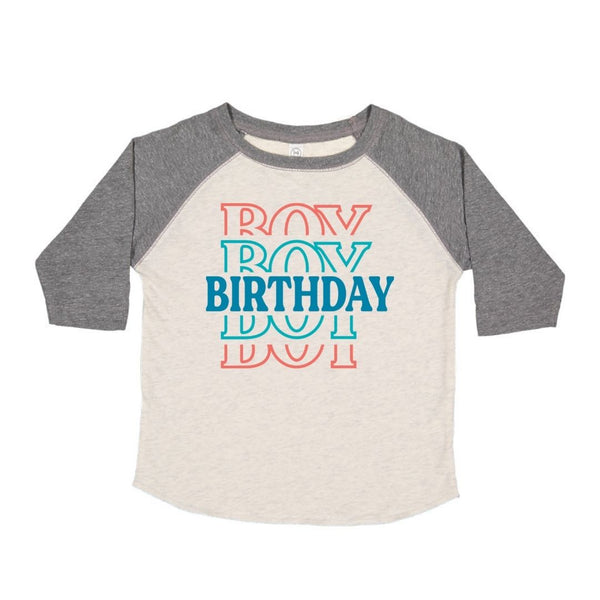 Birthday Boy Retro 3/4 Shirt - Natural/Heather