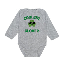 Load image into Gallery viewer, Coolest Clover St. Patrick&#39;s Day Long Sleeve Bodysuit - Gray
