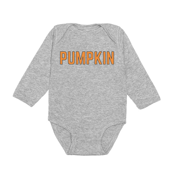 Pumpkin Long Sleeve Bodysuit - Gray
