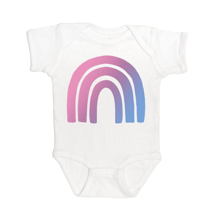 Rainbow Doodle Short Sleeve Bodysuit - White