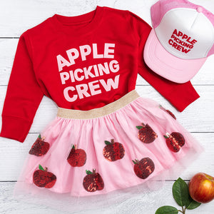 Apple Picking Crew Trucker Hat - Pink/White