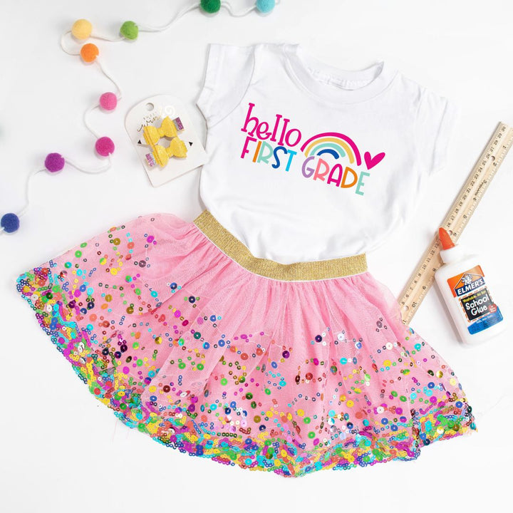 Hello First Grade Short Sleeve T-Shirt - White