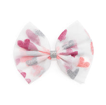 Load image into Gallery viewer, Glitter Heart Tulle Bow Clip