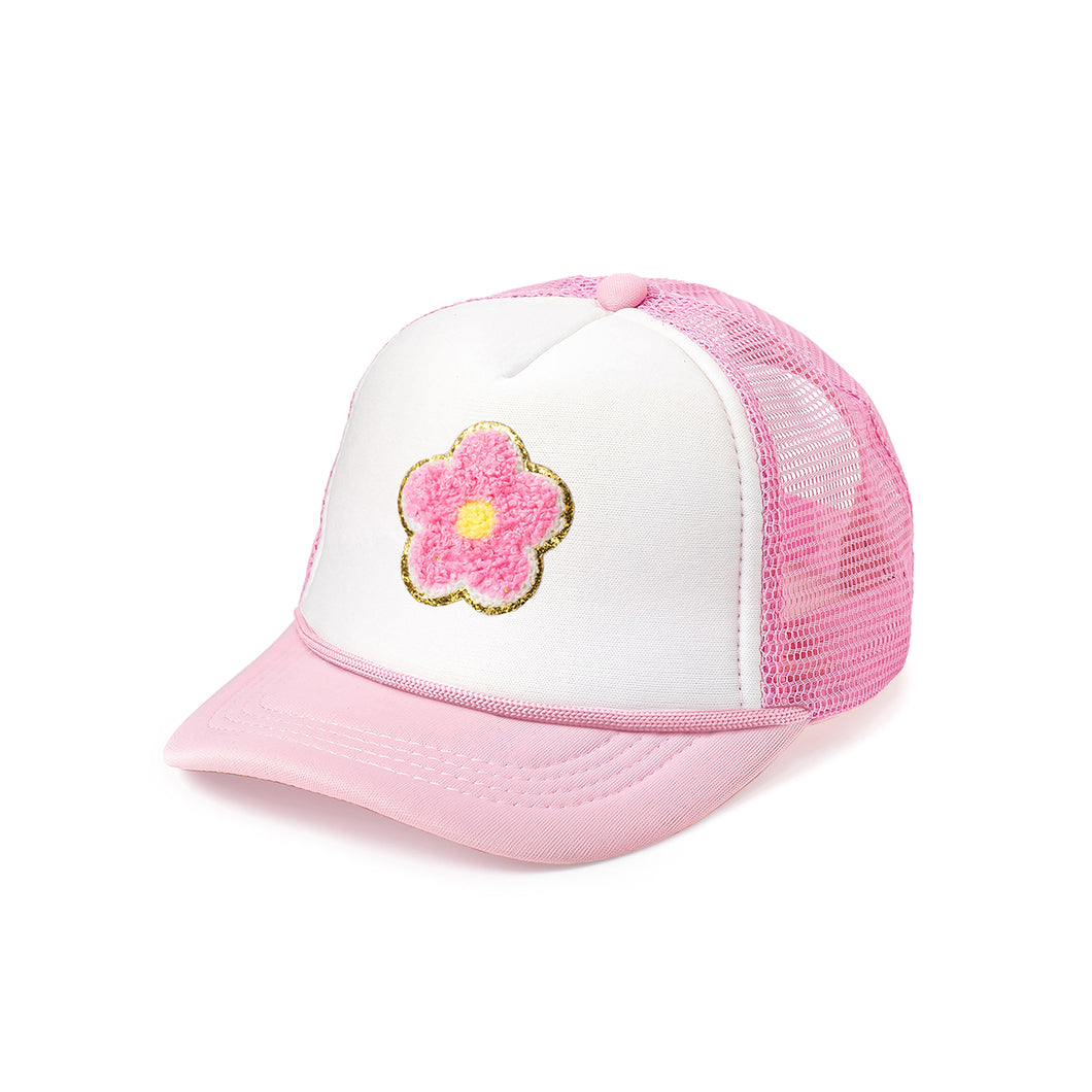 Daisy Patch Trucker Hat - Pink/White
