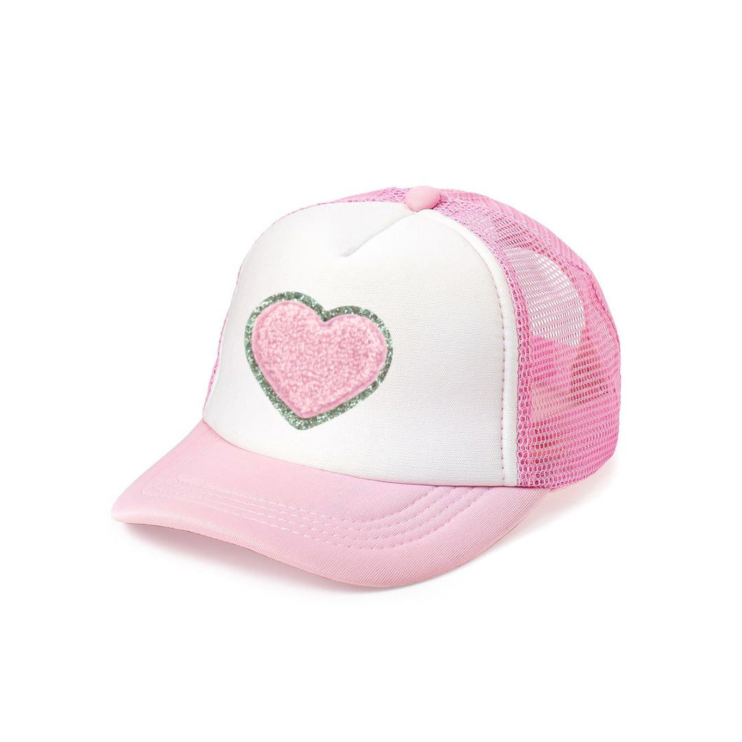 Heart Patch Hat - Pink/White