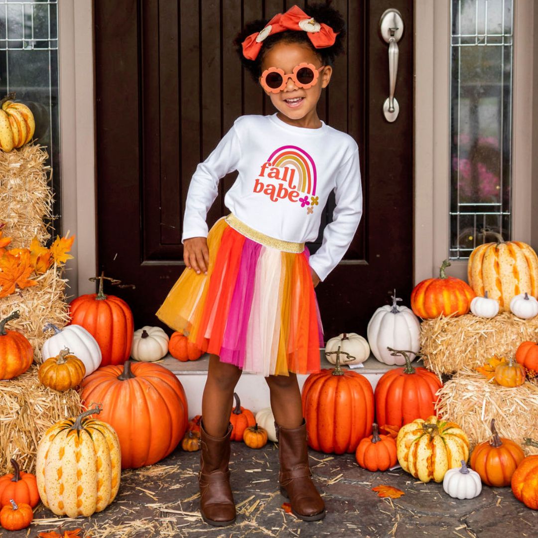 Fall Babe Long Sleeve Shirt - White