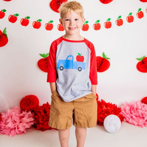 Apple Truck 3/4 Shirt - Heather/Red