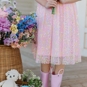 Pink Confetti Flower Tank Tutu Dress