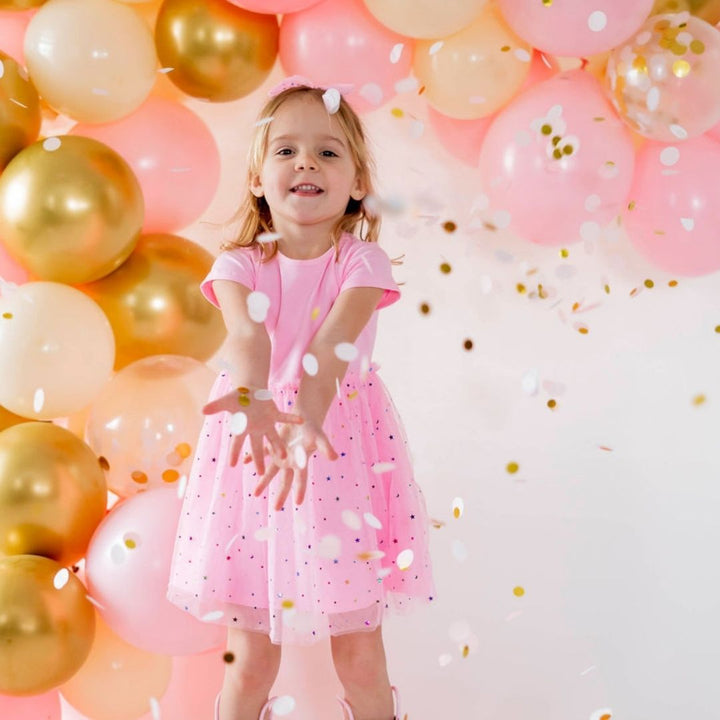 Pink Star Short Sleeve Dress