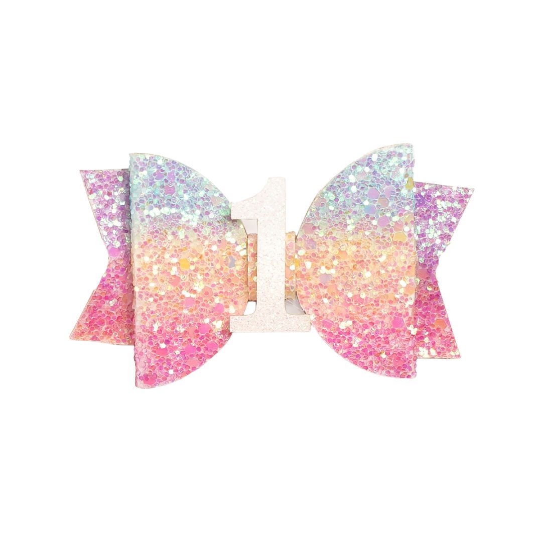 Pastel Rainbow Bow #1 Clip