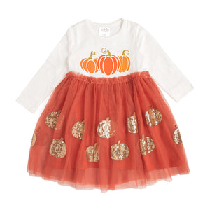 Pumpkin Long Sleeve Tutu Dress