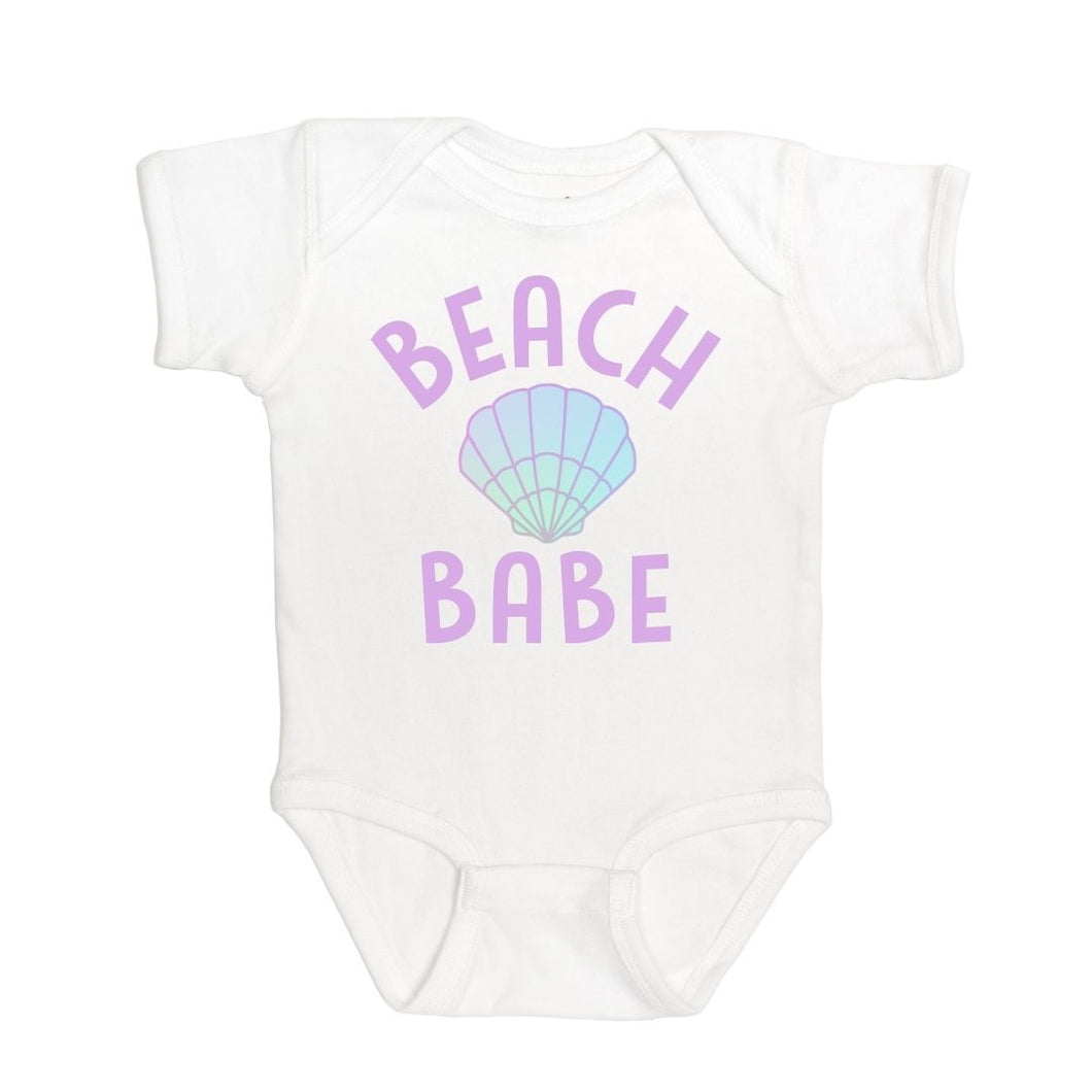 Beach Babe Short Sleeve Bodysuit - White