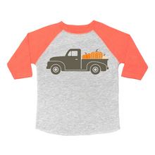 Load image into Gallery viewer, Retro Pumpkin Truck 3/4 Shirt - Heather/Orange