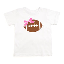 Load image into Gallery viewer, Football Bow Short Sleeve T-Shirt - White