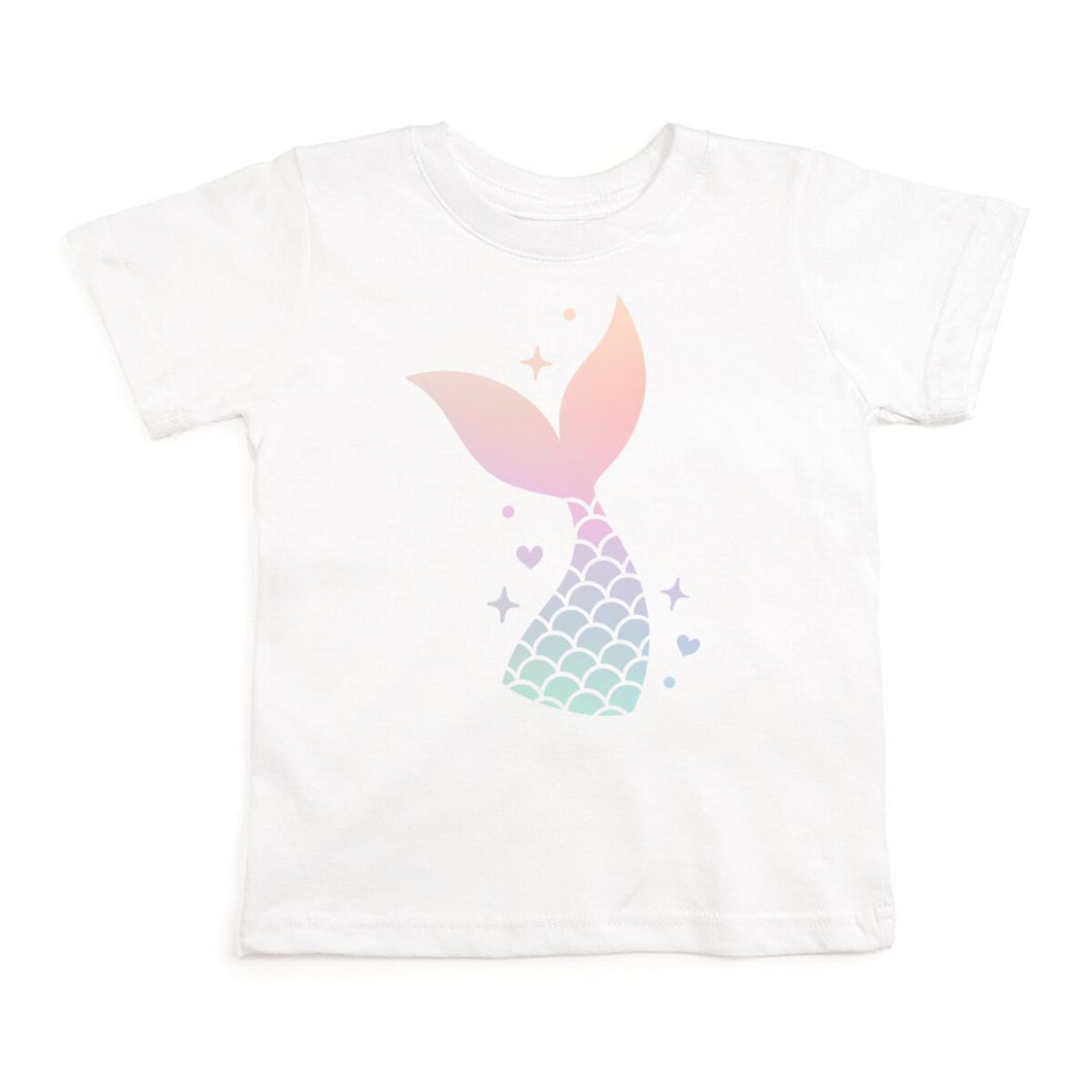 Mermaid Tail Ombre Short Sleeve T-Shirt - White