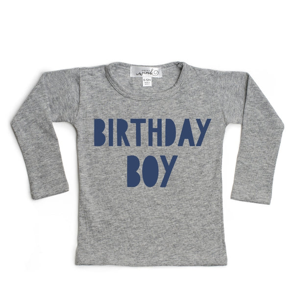 Birthday Boy 3/4 Shirt - Gray/Navy