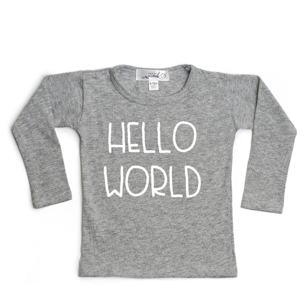 Hello World Long Sleeve Shirt - Gray