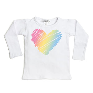 Original Scribble Heart Long Sleeve Shirt - White